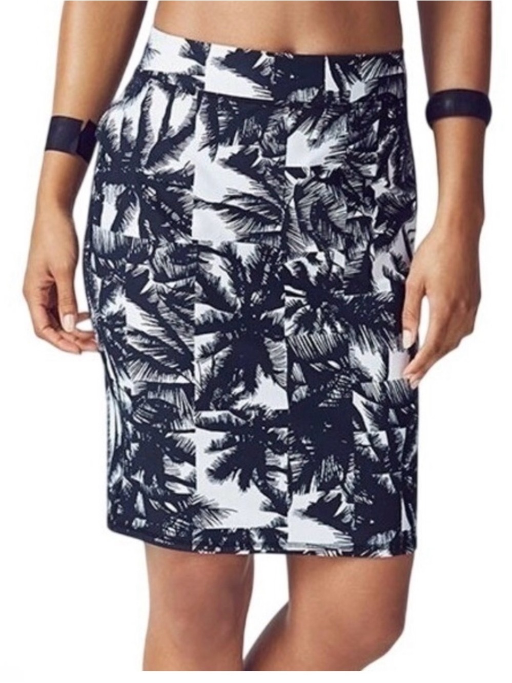 Fabletics Cora Pencil Mini Skirt Tropical Palms Womens Size L Athletic